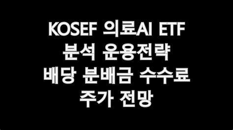 KOSEF 의료AI ETF 분석 운용전략 배당 분배금 수수료 주가 전망