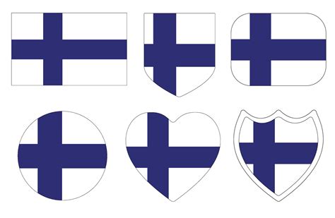 Finland flag set. Flag of Finland in design shape set. 24901649 Vector Art at Vecteezy