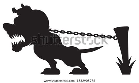 Vicious Cartoon Guard Dog Silhouette Growling Stock Vector Royalty