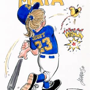 Softball Player Cartoons | Personalized Cartoons for Softball Players