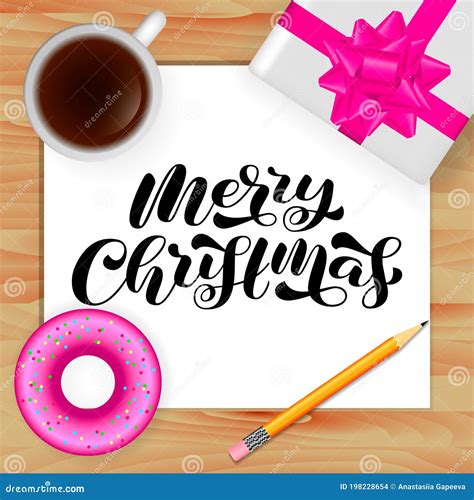 Merry Christmas Brush Lettering Vector Stock Illustration For Poster