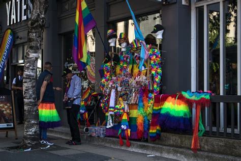 Street Vendor Selling Rainbow Themed Products For Gay Pride Month Parade Editorial Image Image