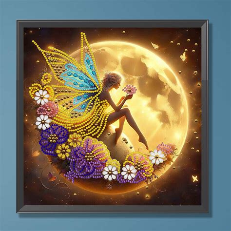 5D DIY Partial Special Shaped Drill Diamond Painting Moon Elf Kit Decor