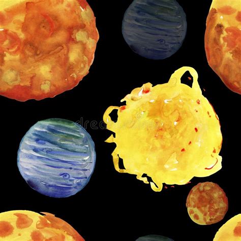 Planetas De La Sistema Solar Venus Ilustración De La Acuarela Stock De Ilustración