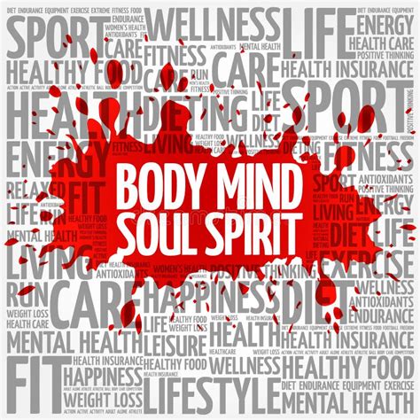 Body Mind Soul Spirit Word Cloud Background Stock Illustration