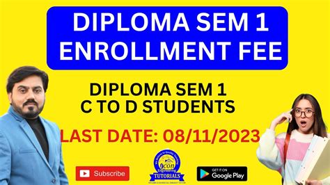 DIPLOMA SEM 1 ENROLLMENT FORM PROCESS FEE MOST IMPORTANT CIRCULAR