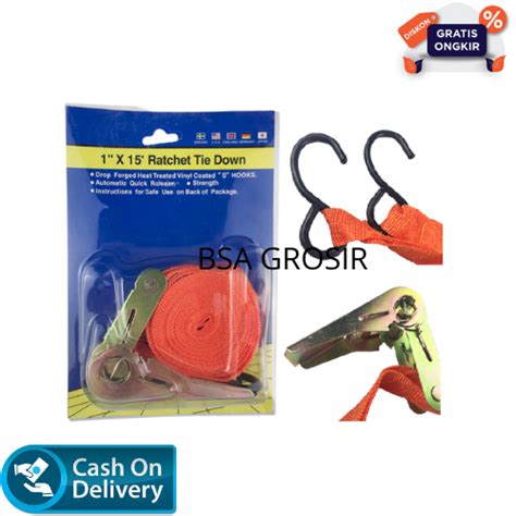 Tali Pengikat Barang M Cargo Lashing Belt Ratchet Tie Down Set