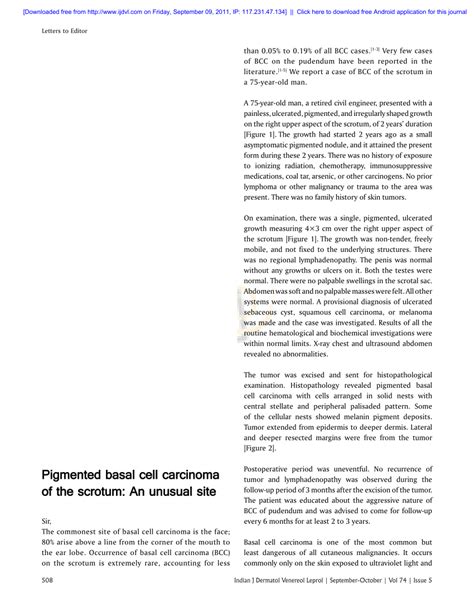 Pdf Pigmented Basal Cell Carcinoma Of The Scrotum An Unusual Site