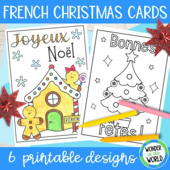 French Christmas cards to print and color by Natural Selection Learning