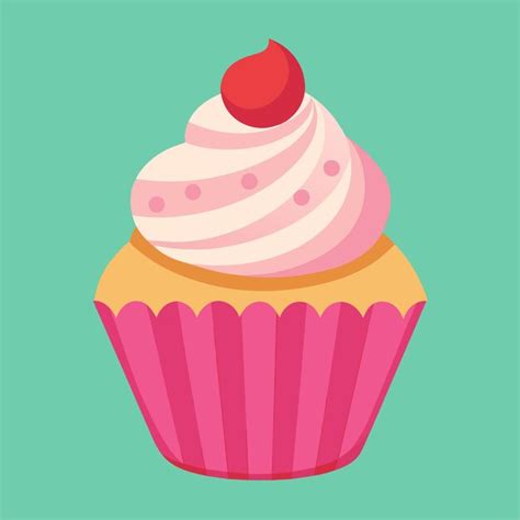 Premium Vector A Cupcake With A Cherry On The Top