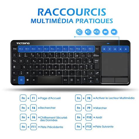 Clavier Sans Fil Touchpad Victsing Mini Clavier Azerty Ultra Mince