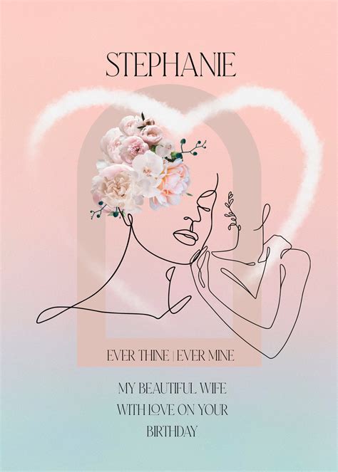 Lesbian Birthday Card Personalised Lesbian Art For My Wife Ever Mine Celebration Card For Her