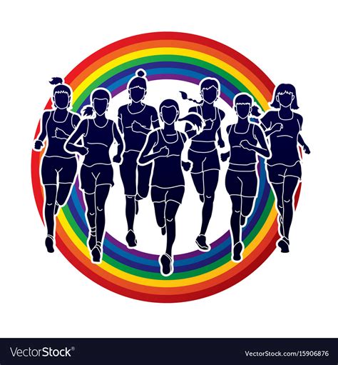 Women Running Marathon Runners Royalty Free Vector Image