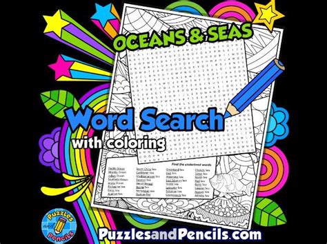 Oceans Of The World Word Search Puzzle With Colouring Bundle Teaching