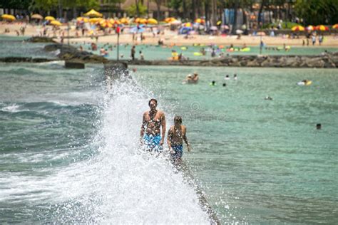 HONOLULU, USA - People Having Fun at Waikiki Beach Editorial Stock ...