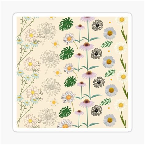 Daisy Flowers Sticker For Sale By Goodyluck Redbubble