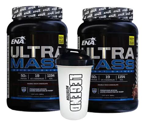 Combo X2 Ena Suplem Ganador Peso Ultra Mass Shaker 600ml