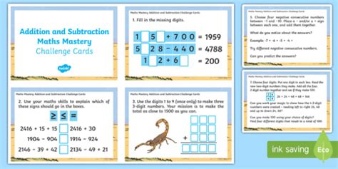 Maths Mastery Addition And Subtraction Challenge Cards