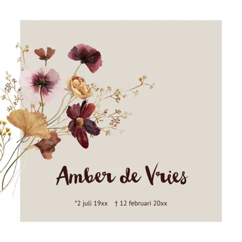 Rouwkaart Vrouw Nude Kleur Met Bloemen