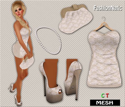 Second Life Marketplace Mesh White Lace Outfit ~fashionnatic~