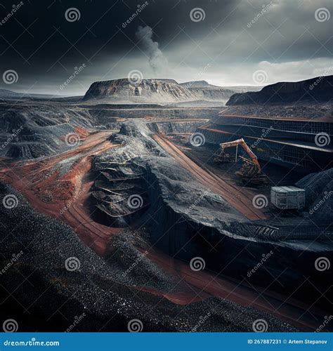 Abandoned Coal Mine Mining Quarry Catastrophic Ecology Generative Ai Illustration Stock Image