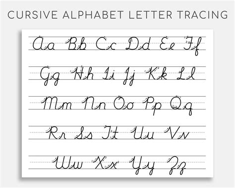 Cursive Alphabet Tracing Worksheet Printable Trace The Cursive