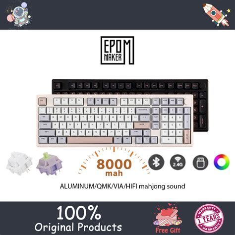 Epomaker Galaxy Three Mode Wireless Bluetooth Aluminum Hot Swappable Keyboard Shopee Malaysia