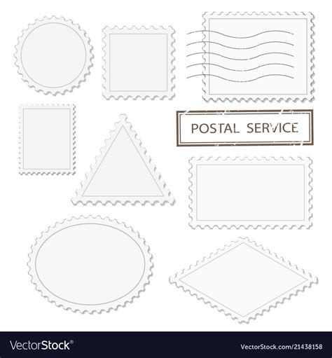 Blank postage stamps different shapes set Vector Image