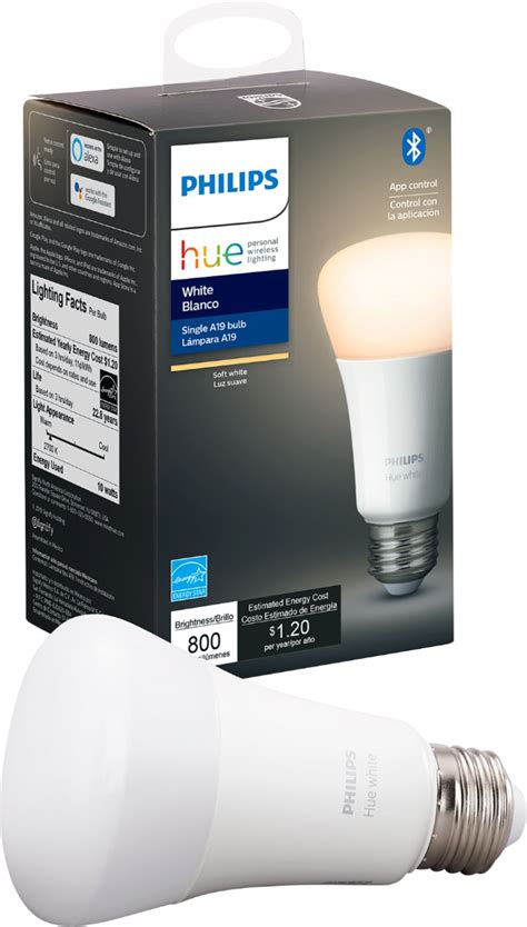 Best Buy Philips Geek Squad Certified Refurbished Hue White A19 Bluetooth Smart Led Bulb White