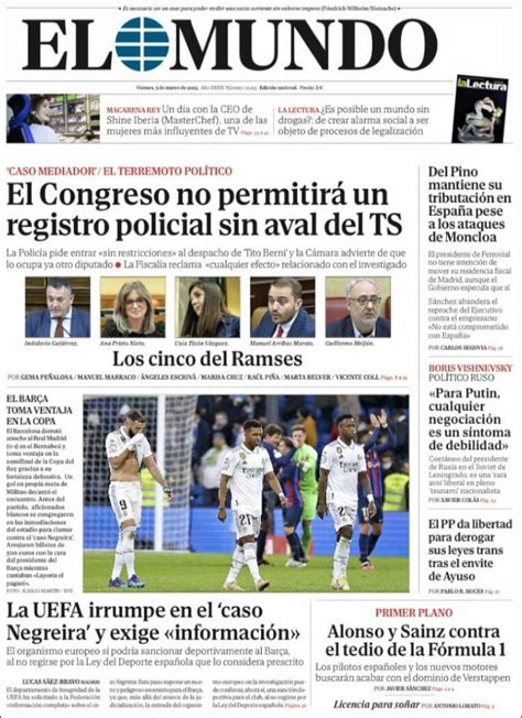 Portada Del Diario El Mundo Del Día 3032023 News Europa