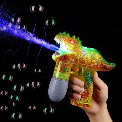 Brinquedo Pistola De Sabão Dinossauro Solta Bolhas Luz