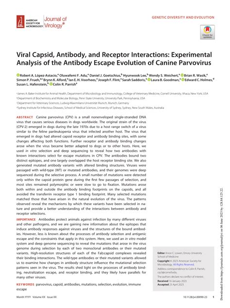 PDF Viral Capsid Antibody And Receptor Interactions Experimental