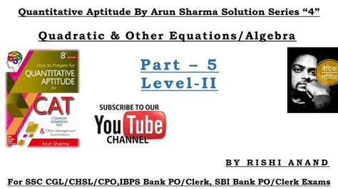 Quantitative Aptitude By Arun Sharma Solution Series Quadratic