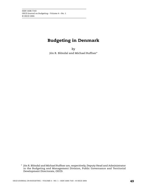 Oecd Journal On Budgeting Volume No