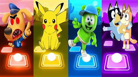 Sheriff Lablador VS Pikachu VS Gummy Bears VS Bluey Tiles Hop EDM