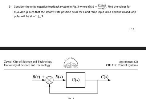 3 Consider The Unity Negative Feedback System StudyX