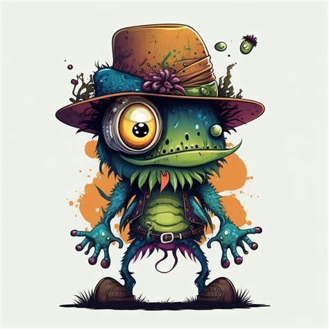 premium ai image monster wearing  hat vector illustration