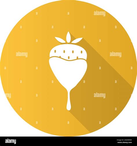 Chocolate Covered Strawberry Flat Design Long Shadow Glyph Icon Vector