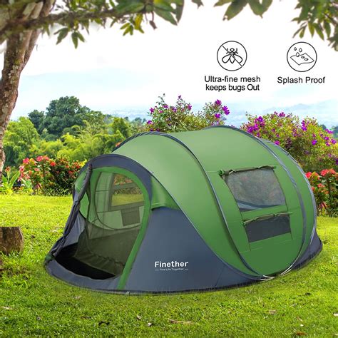 3-4 Person Camping Tent，Finether Tent Outdoor Ultralight Waterproof Family Tent All Season ...