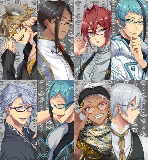 Glasses Dark Skinned Male Multiple Boys Male Focus Dark Skin 6boys Blue Hair Illustration Images