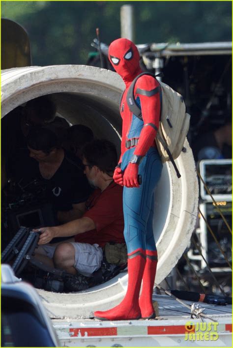 Tom Holland Wears Spider Man Costume For First Time On Set Photo