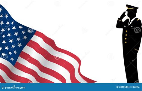 Solider Standing in Front of Us Flag Saluting Stock Vector - Illustration of military, armed ...