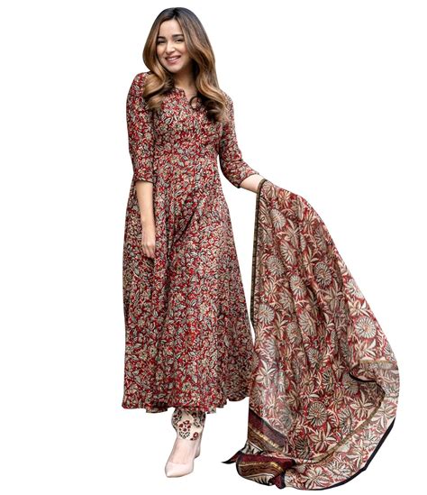 Buy MV Fashion Cotton Printed Kurta Kurti With Pajama With Dupatta Set