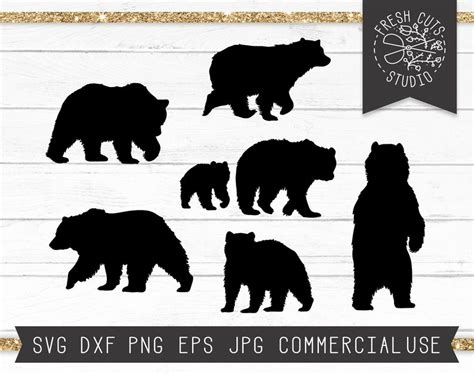 Grizzly Bear Svg Cut Files For Cricut Bear Silhouette Svg Etsy Canada