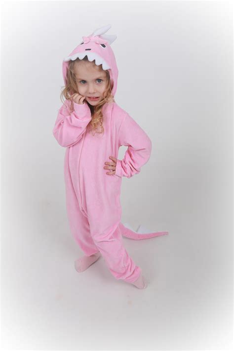 Pijama Kigurumi Dinossauro Rosa Infantil Disfarce Fantasias