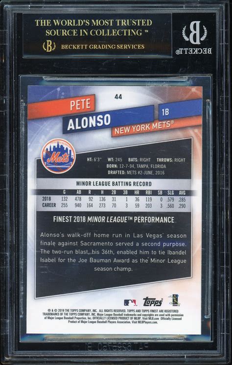 Lot Detail 2019 Topps Finest Pete Alonso 44 Rookie Card Bgs