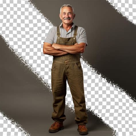 Premium Psd A Smiling Mature Farmer Posing With Crossed Arms In A