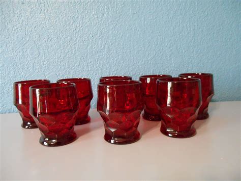 Anchor Hocking Ruby Red Georgian Glasses 8 Collectible Ruby Red Glass