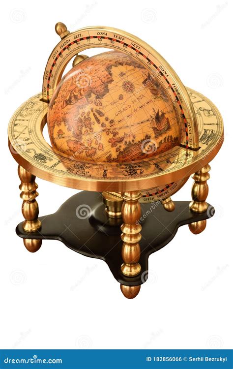 Earth Globe in Antique Vintage Style White Background Stock Photo ...