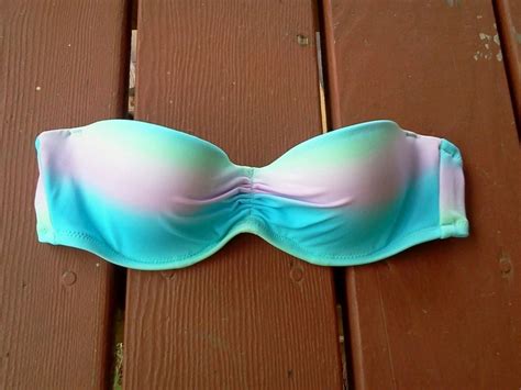 Nwot Bandeau Bikini Top Victorias Secret Mint Lavender Blue Ombre Tie